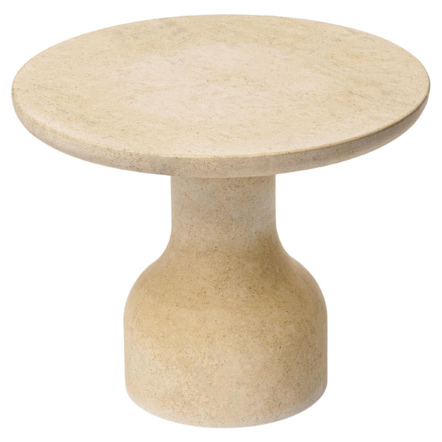 Minimalist Limestone Side Table Medium For Sale