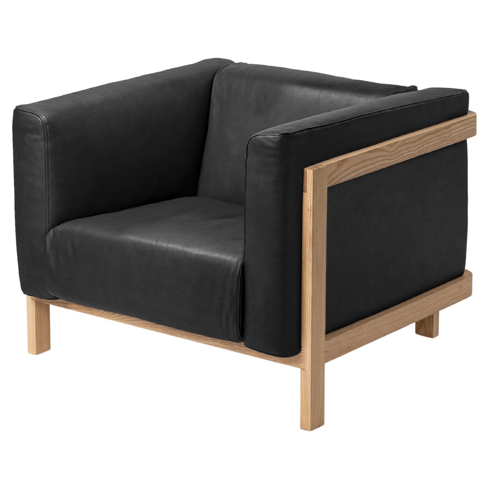 Silla de salón moderna minimalista LIFT Madera de fresno - tapizada en piel