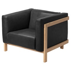 Minimalistischer moderner Loungesessel LIFT Eschenholzholz – Lederpolsterung