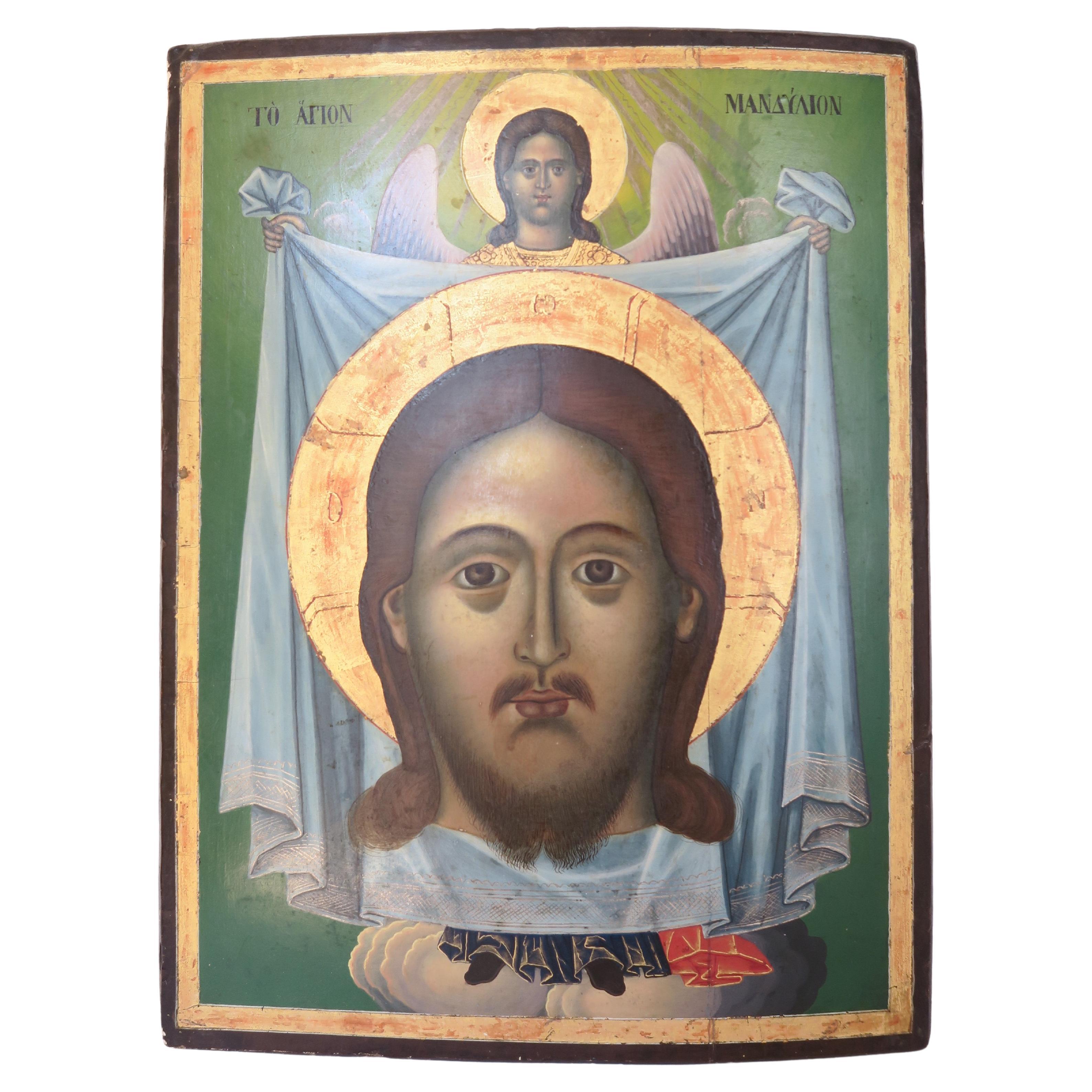 18th/19th Century Hand Painted Greek Jesus Icon
