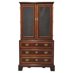 Retro DREXEL 18th Century Collection Banded Mahogany Curio / Display Cabinet - A