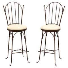 Used CHARLESTON FORGE Wrought Iron Shaker Arch Bar Height Swivel Stools - Pair A