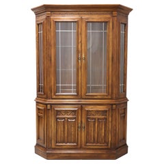 Late 20th Century Oak Jacobean Style China Cabinet