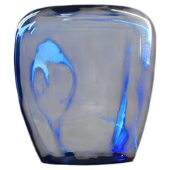 Side Table and Stool, Isola , Murano Blown Glass, Clear Blue KANZ, available