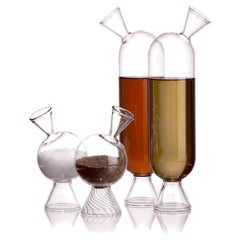 Handcrafted, hand-blown glass condiment set, Bobo & Bebo, Kanz