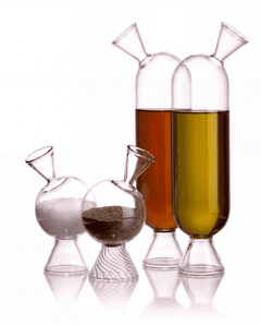 Handcrafted, hand-blown glass condiment set, Bobo & Bebo, Kanz