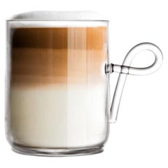 Set of 6 handcrafted borosilicate glass mugs, Piggie, Kanz