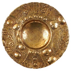 Majestuoso Plato de Cerámica con Brillo Dorado de 24 Kt Centro de Mesa Hecho a Mano en Italia
