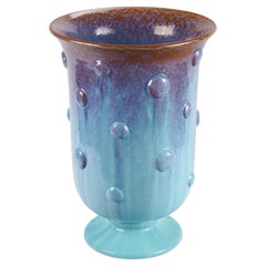 Jarrón de cerámica contemporáneo, turquesa, marrón, diseño coleccionable, hecho a mano Italia