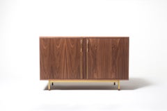 Chapman Double Unit Storage Cabinet Walnut Brassy Gold