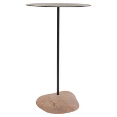Rocky Tabloa Side Table, Indoor/Outdoor Flat River Stone