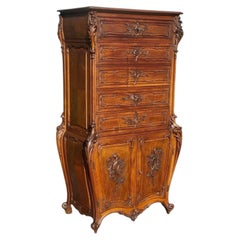 Curved Walnut Secretary Desk In The Louis XV Style