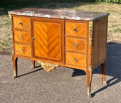 Transitional-style Marquetry Chest Of Drawers