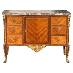 Transitional-style Marquetry Chest Of Drawers