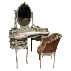 Louis XVI-style Lacquered Dressing Table And Chair