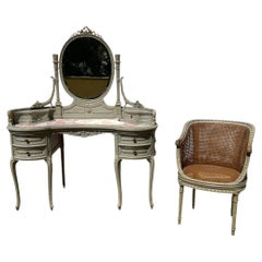 Louis XVI-style Lacquered Dressing Table And Chair