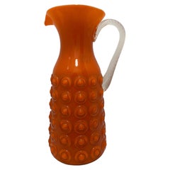Mid Century Modern Empoli Glass Pitcher Italy