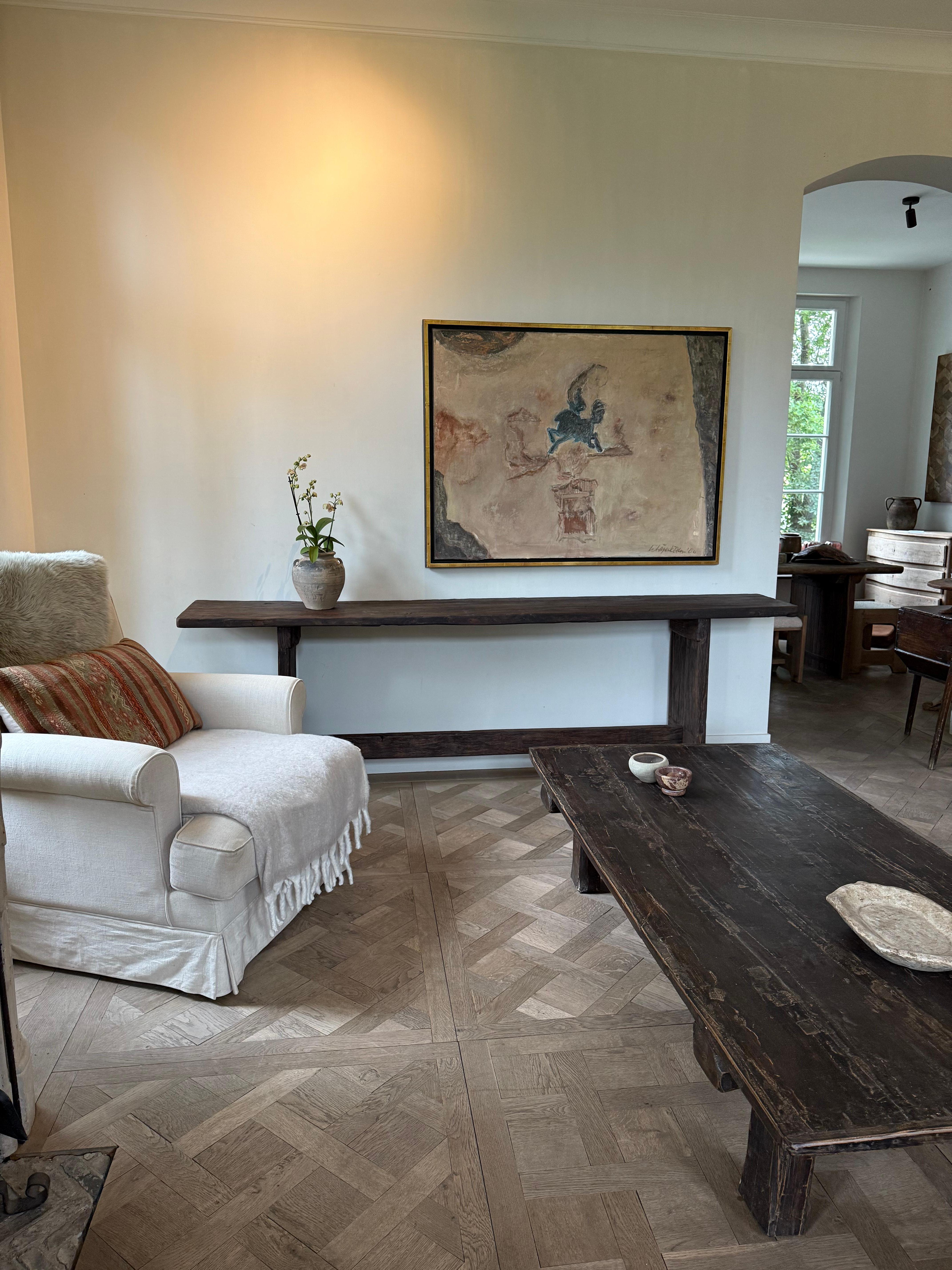 Beautiful Japanese table with weathered patina.

The surface of the tablet is velvety soft.

Simplicity with an extremely unique character.

We ship safely with insurance worldwide, feel free to ask for your personal rate.