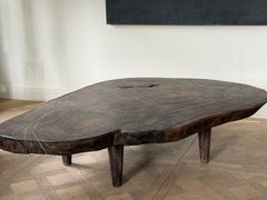 Oyster-shaped Dark Brown Old Oak Minimalistic Coffee Table