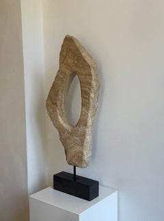 Belgian Abstract Stone Sculpture on Base, Modern Design, Pre-Owned