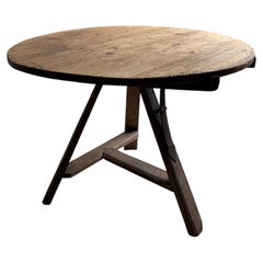 19th Century Dop-leaf Table with Oak Base and Fruitwood Tablet