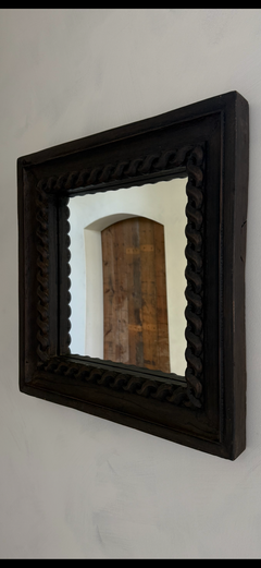 19th Century Belgian Walnut Mirror, Ebonized Carving, Simplistic Design