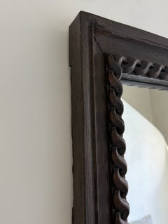 19th Century Belgian Walnut Mirror, Ebonized Carving, Simplistic Design