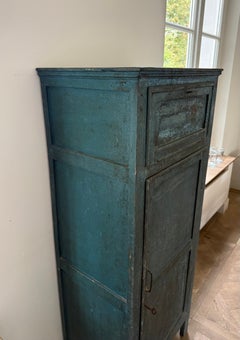 Belgian Blue Artisan Storage Cabinet With Original Details