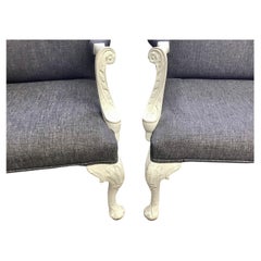 Large Georgian Style Library Armchairs a Pair
