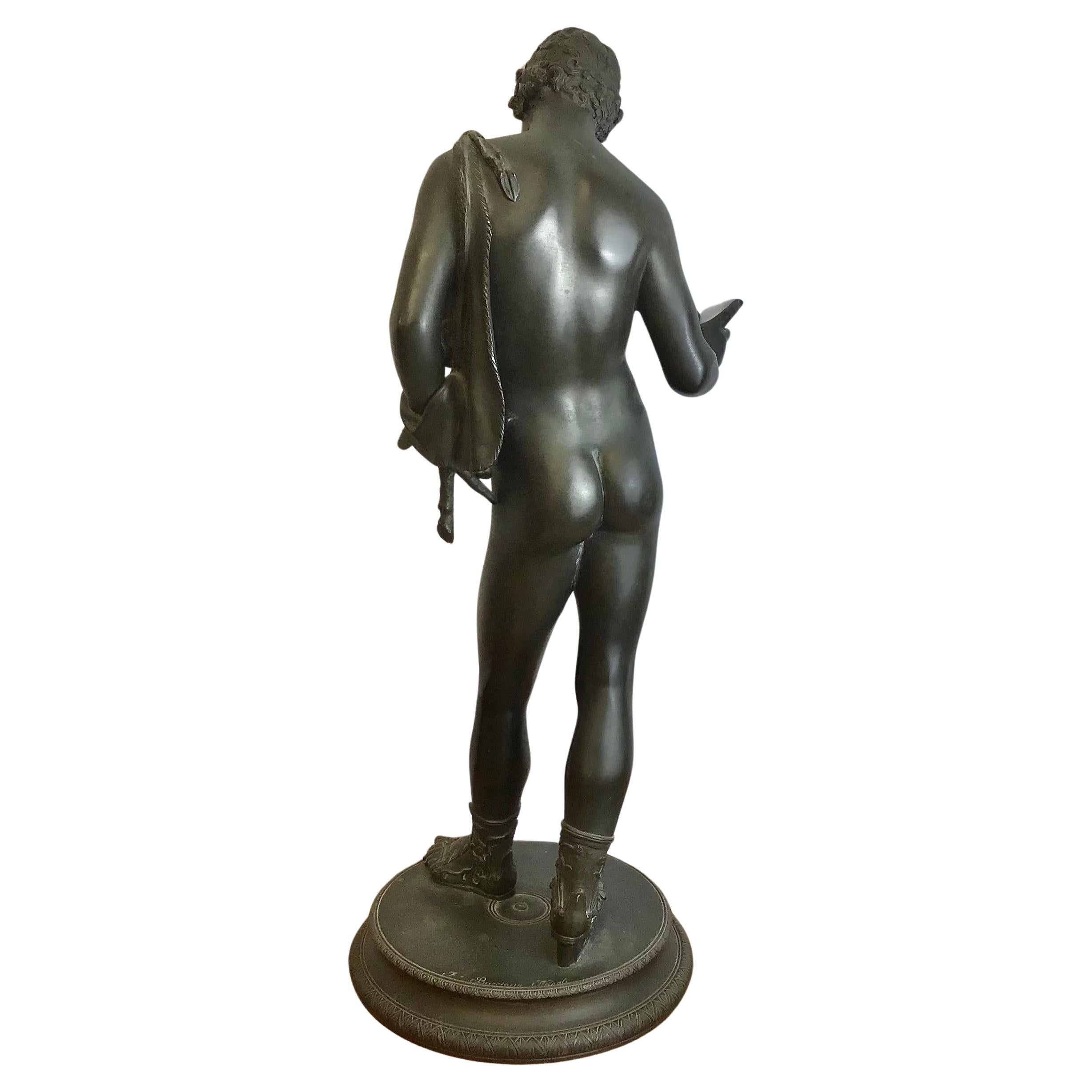 Große signierte Grand Tour Bronzestatue des Narzissen aus dem 19. Jahrhundert im Zustand „Gut“ im Angebot in Bradenton, FL