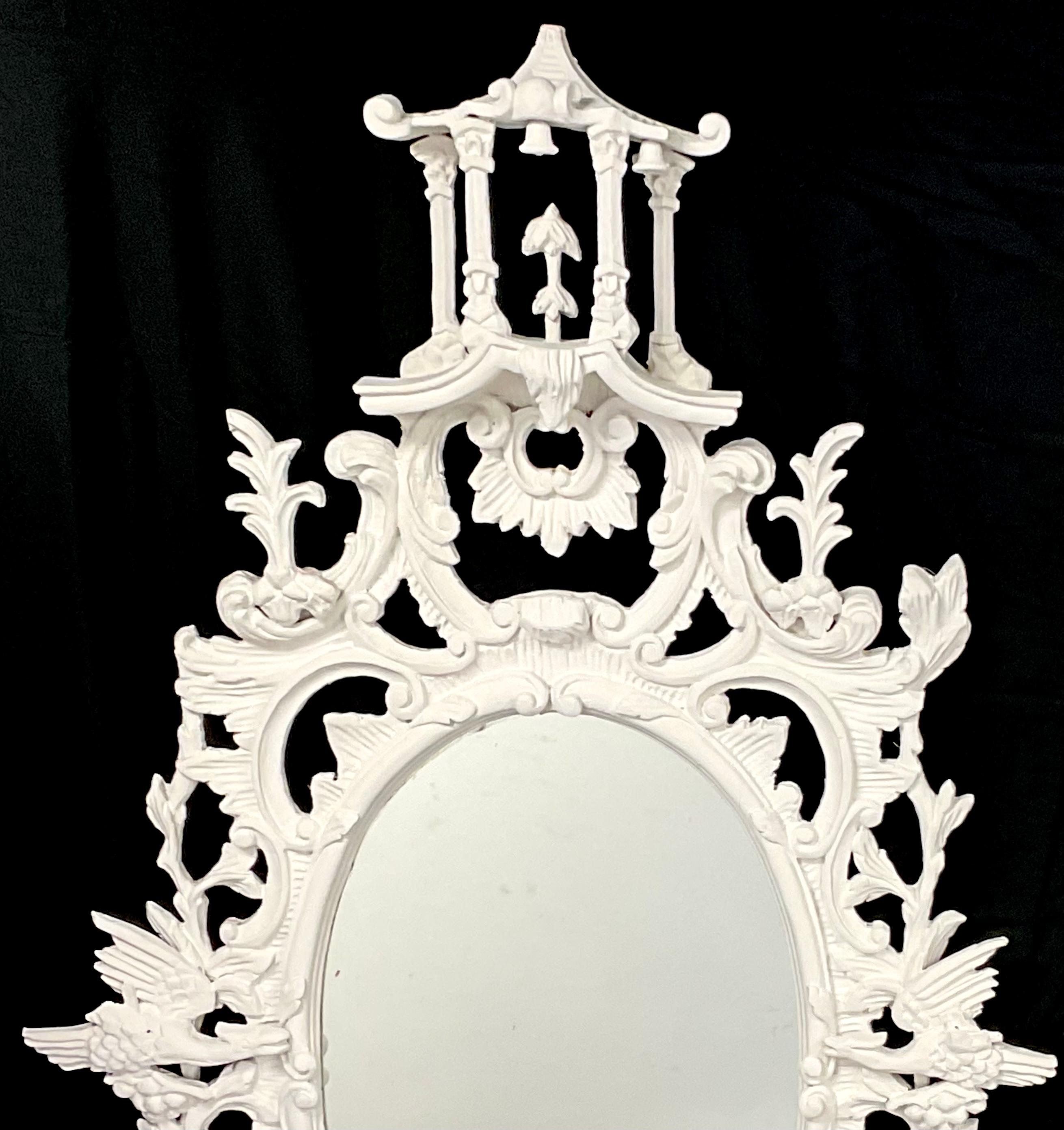 Pair of 19th Century White Chinese Chippendale Mirrors 1