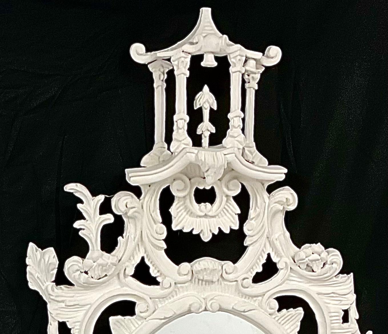Pair of 19th Century White Chinese Chippendale Mirrors 5
