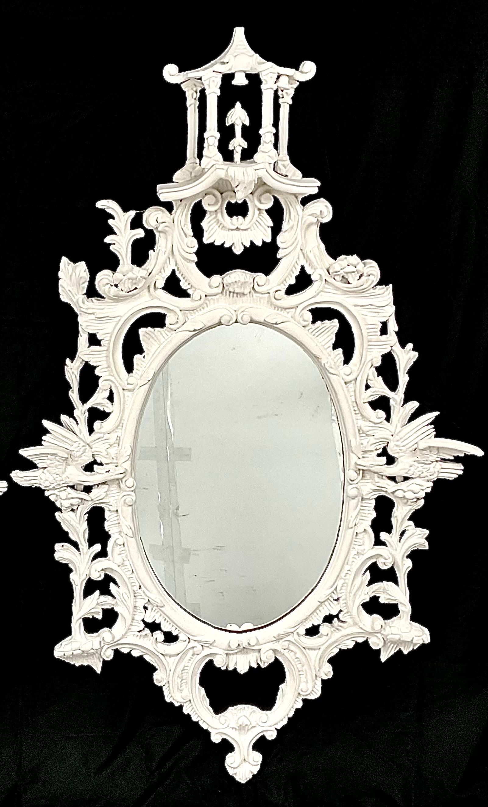 Pair of 19th Century White Chinese Chippendale Mirrors 3