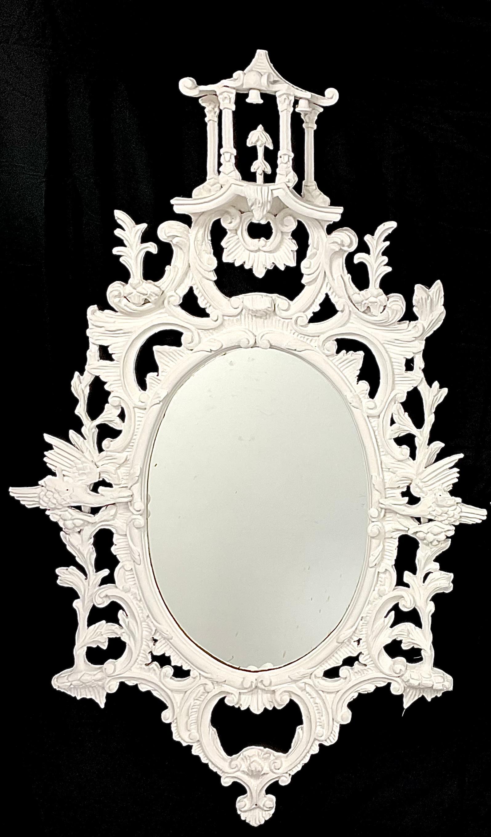 Pair of 19th Century White Chinese Chippendale Mirrors 2