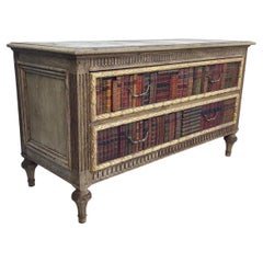 19th Century French Faux Book 2 Drawer Commode
