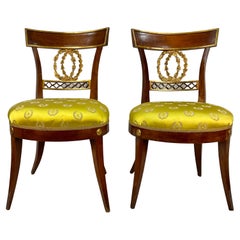 Antique Pair of 19th Century Italian Neoclassical Side Chairs