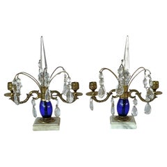Cobalt Blue Swedish Girandoles, A Pair