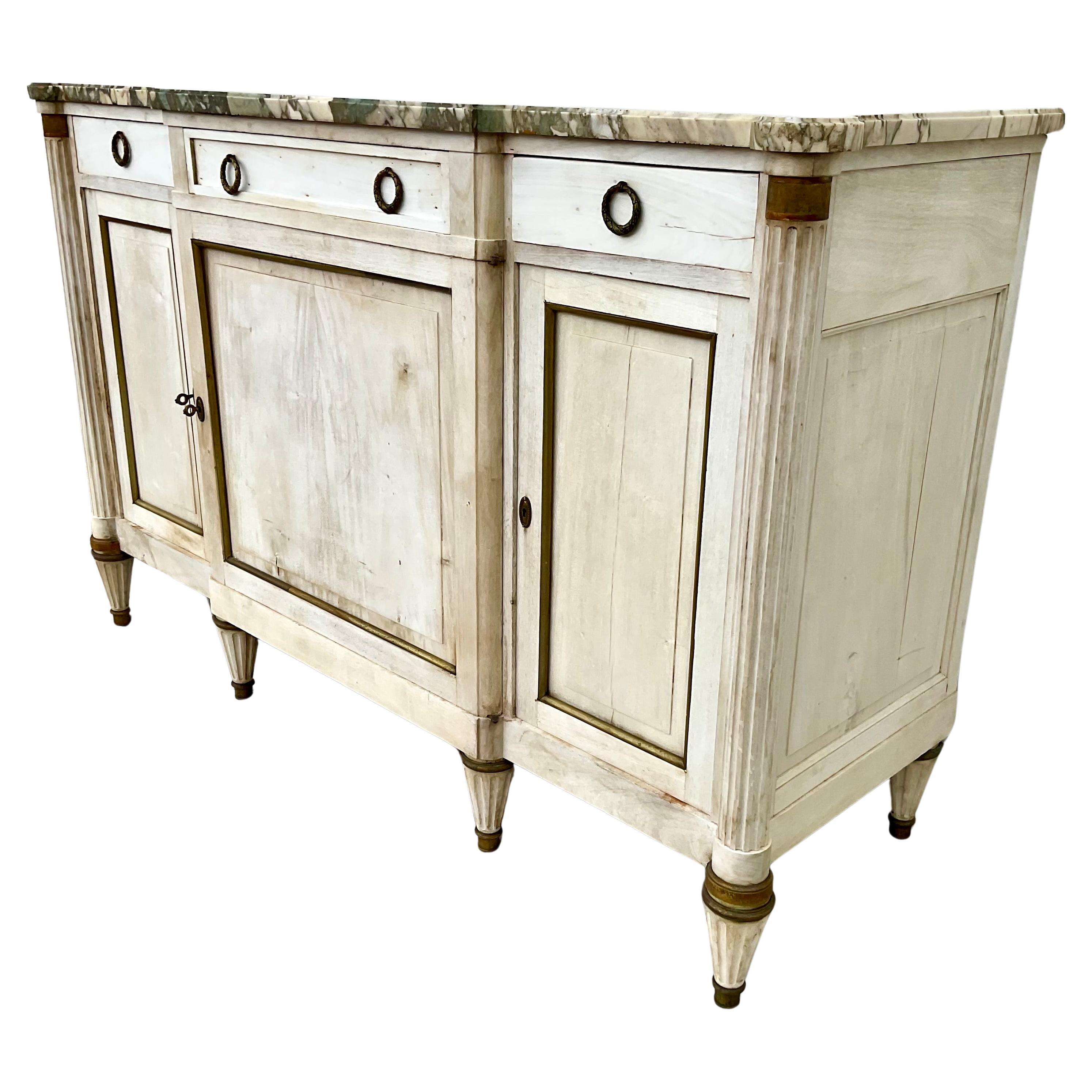 Antique French Louis XVI Style Bleached Cherry Enfilade Buffet In Good Condition In Bradenton, FL