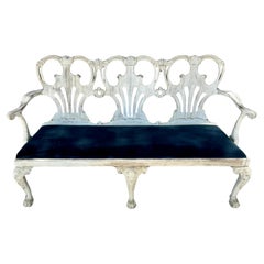 George II Style Carved Bleached Mahogany Triple-back Settee