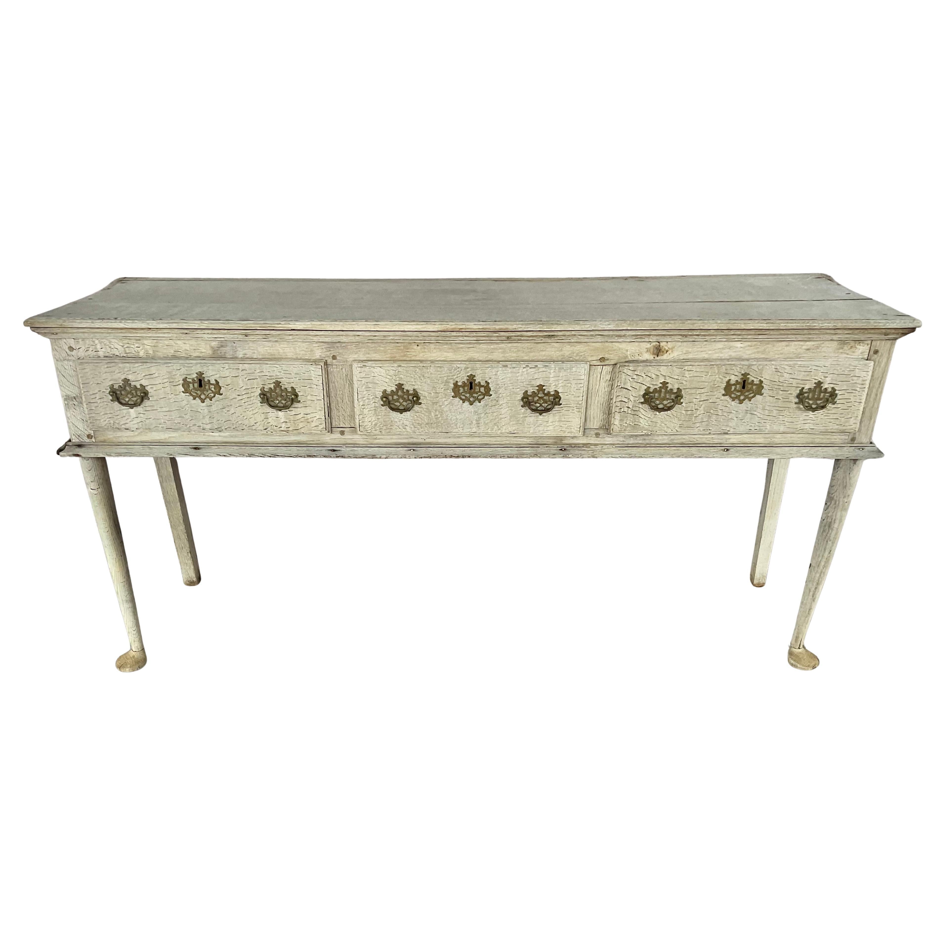 George III English Bleached Oak Dresser / Sideboard For Sale