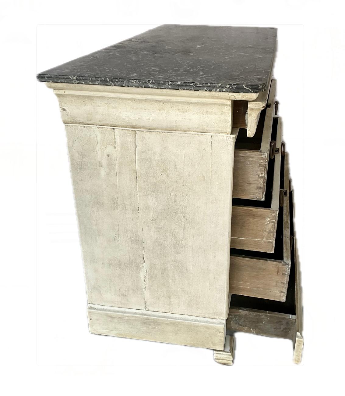 French Empire Painted Commode With Marble Top In Good Condition For Sale In Bradenton, FL