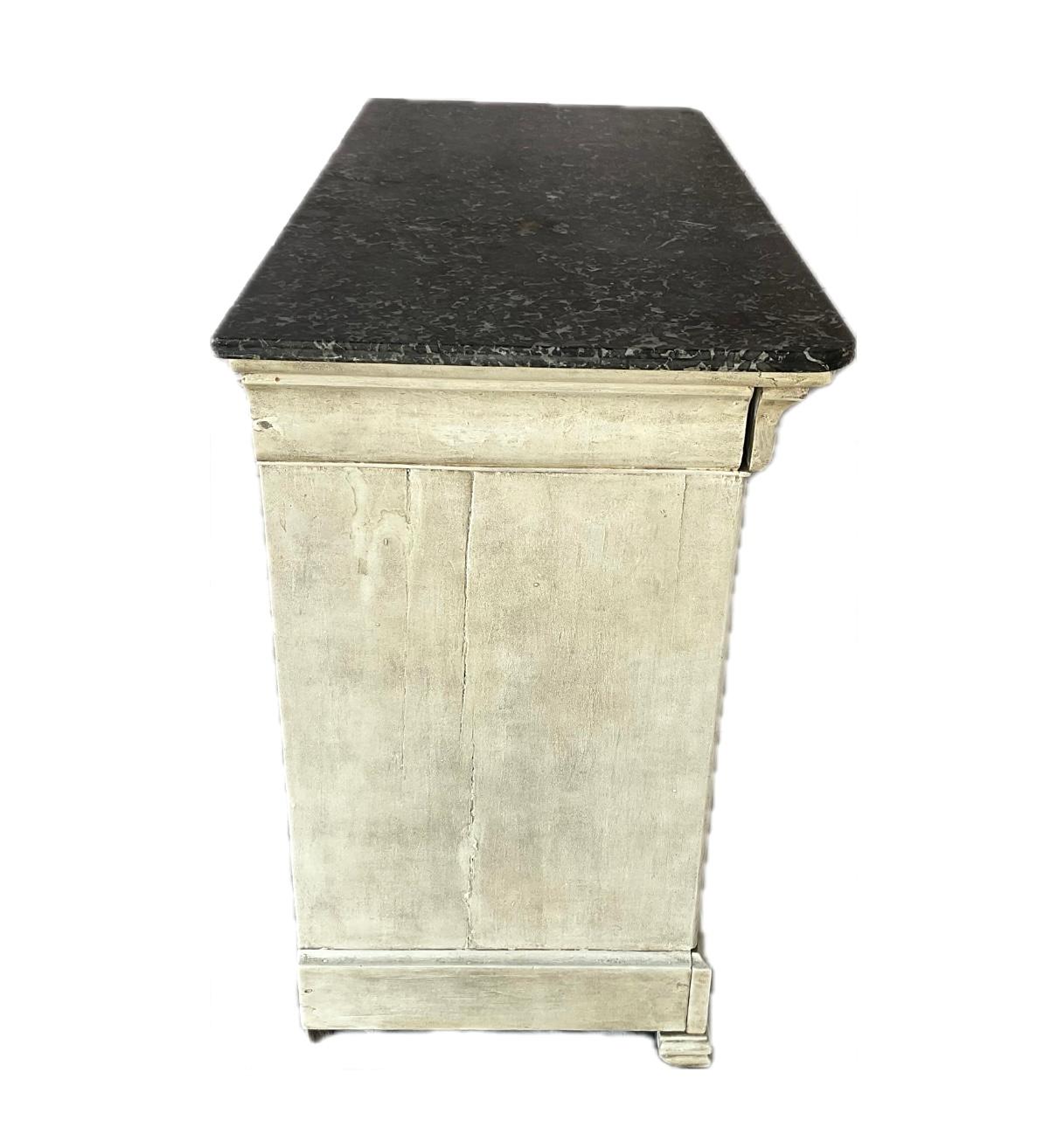 19th Century French Empire Painted Commode With Marble Top For Sale