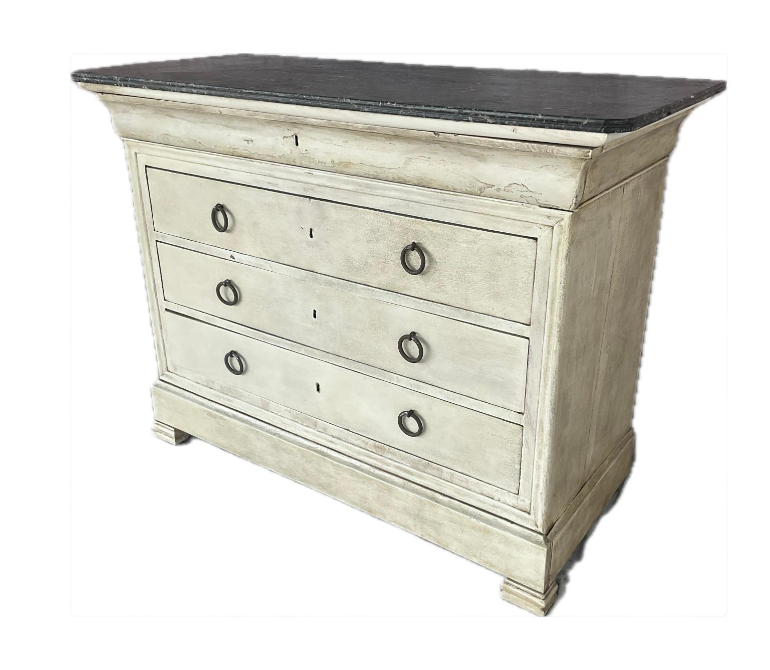 French Empire Painted Commode With Marble Top For Sale 3
