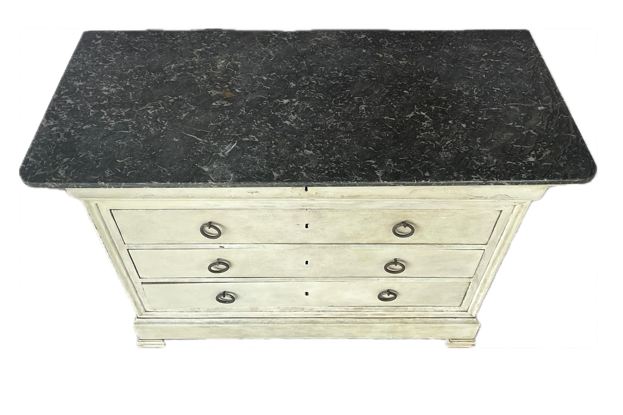 French Empire Painted Commode With Marble Top For Sale 5