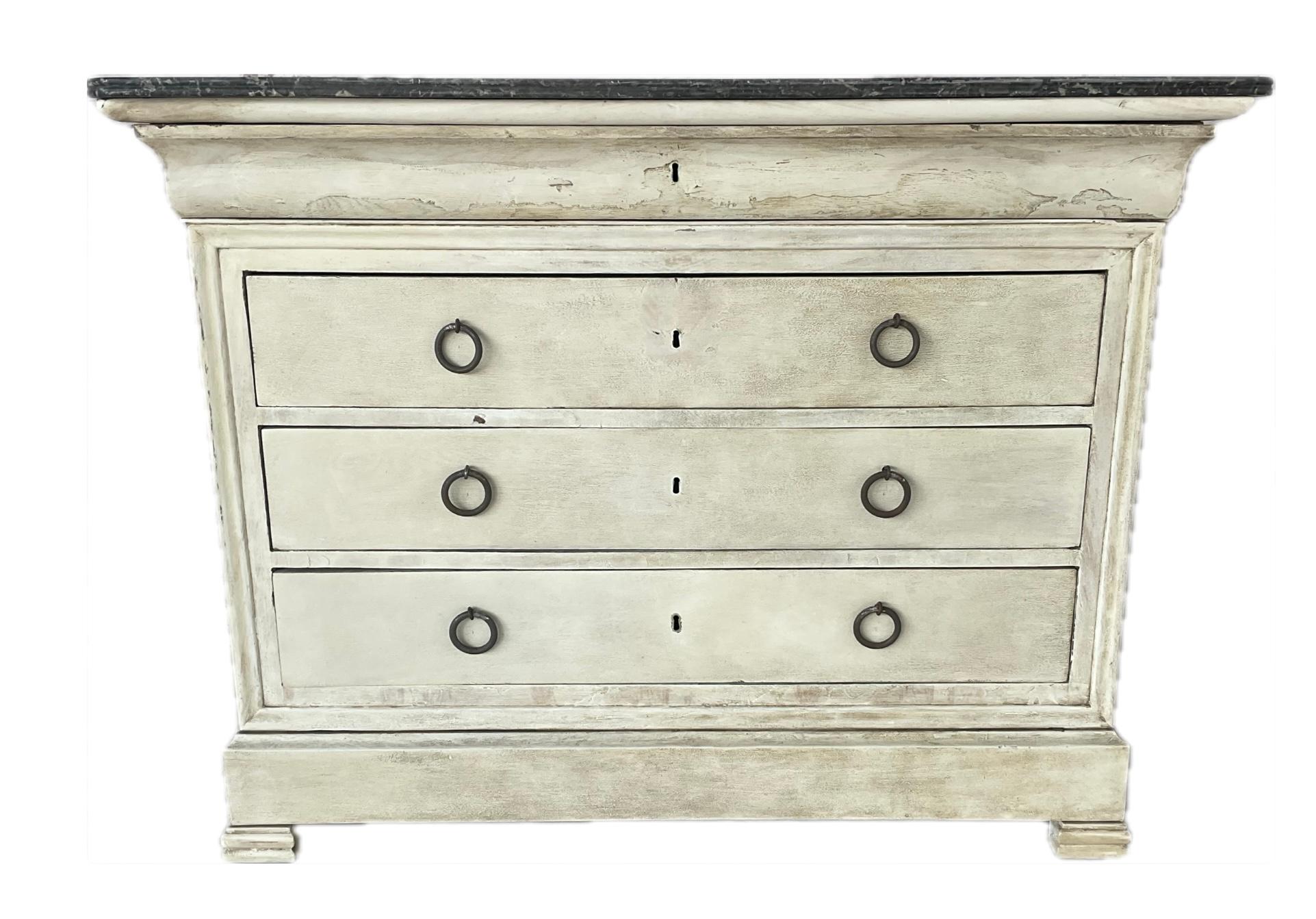 French Empire Painted Commode With Marble Top For Sale 6