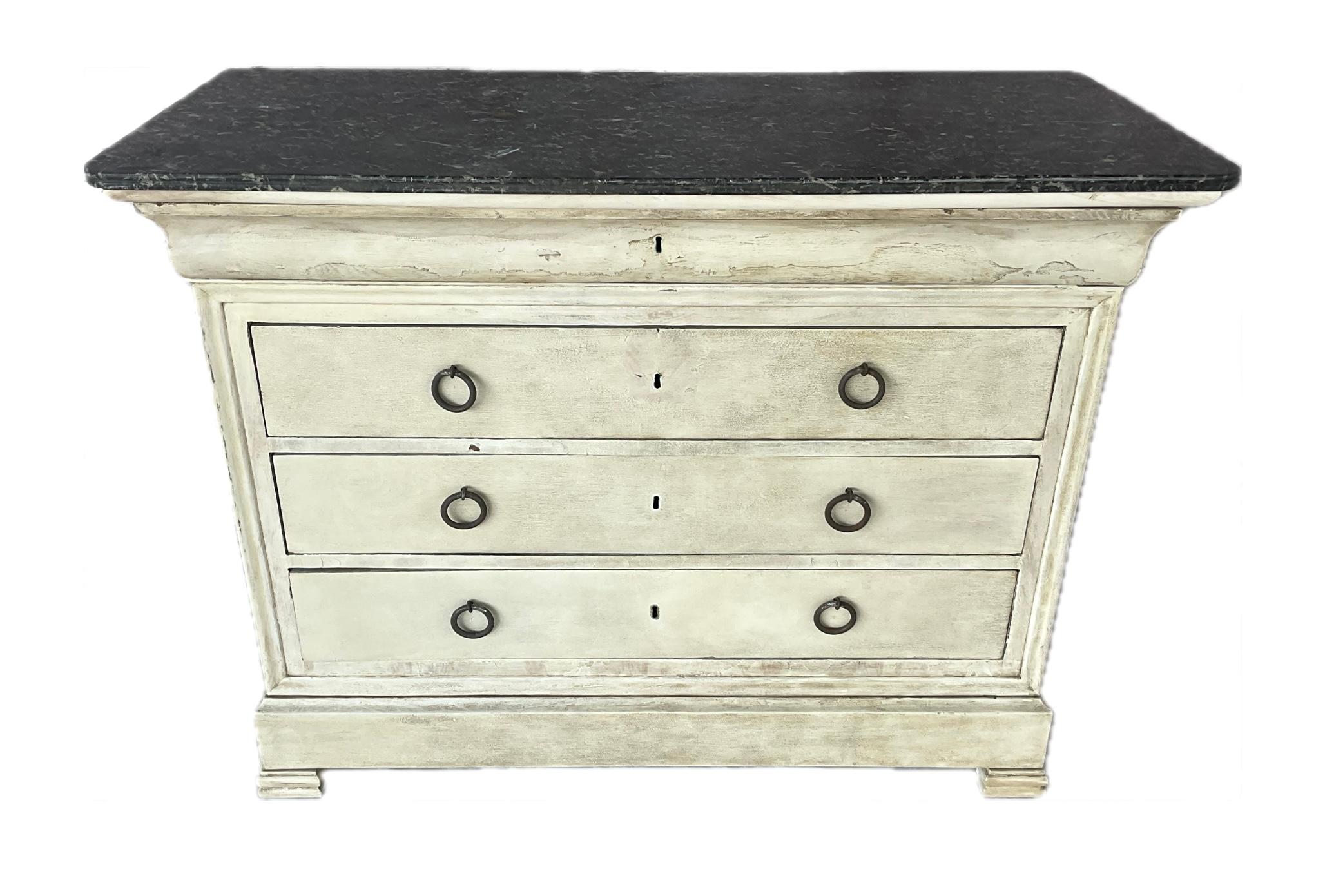 French Empire Painted Commode With Marble Top For Sale 7