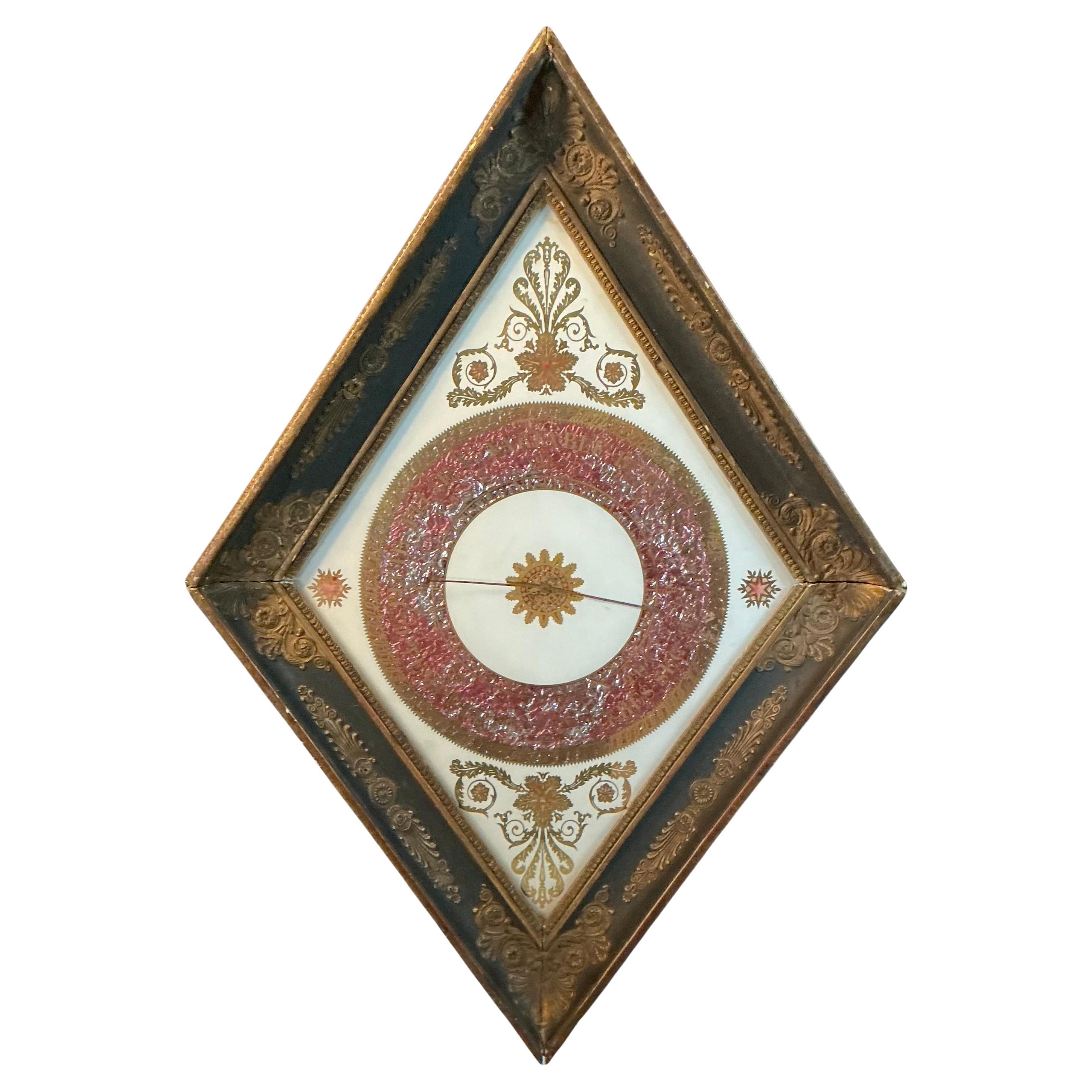 Französisches Barometer aus vergoldetem Holz, Verre Eglomise