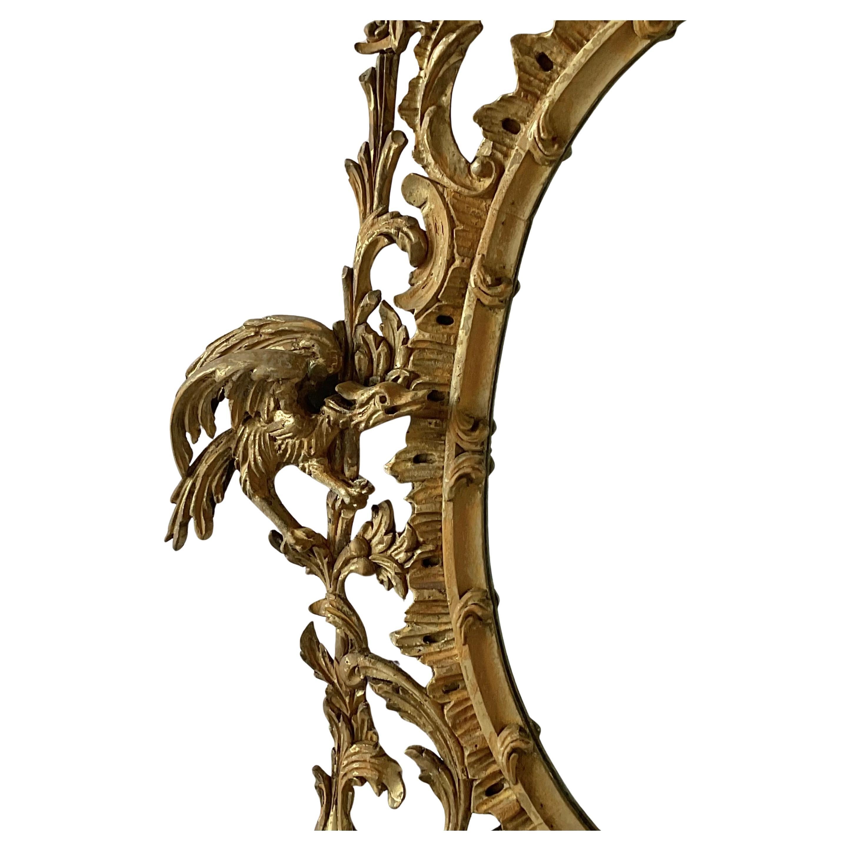 Chinese Chippendale Style Oval Giltwood Mirror, 20th Century In Good Condition For Sale In Bradenton, FL