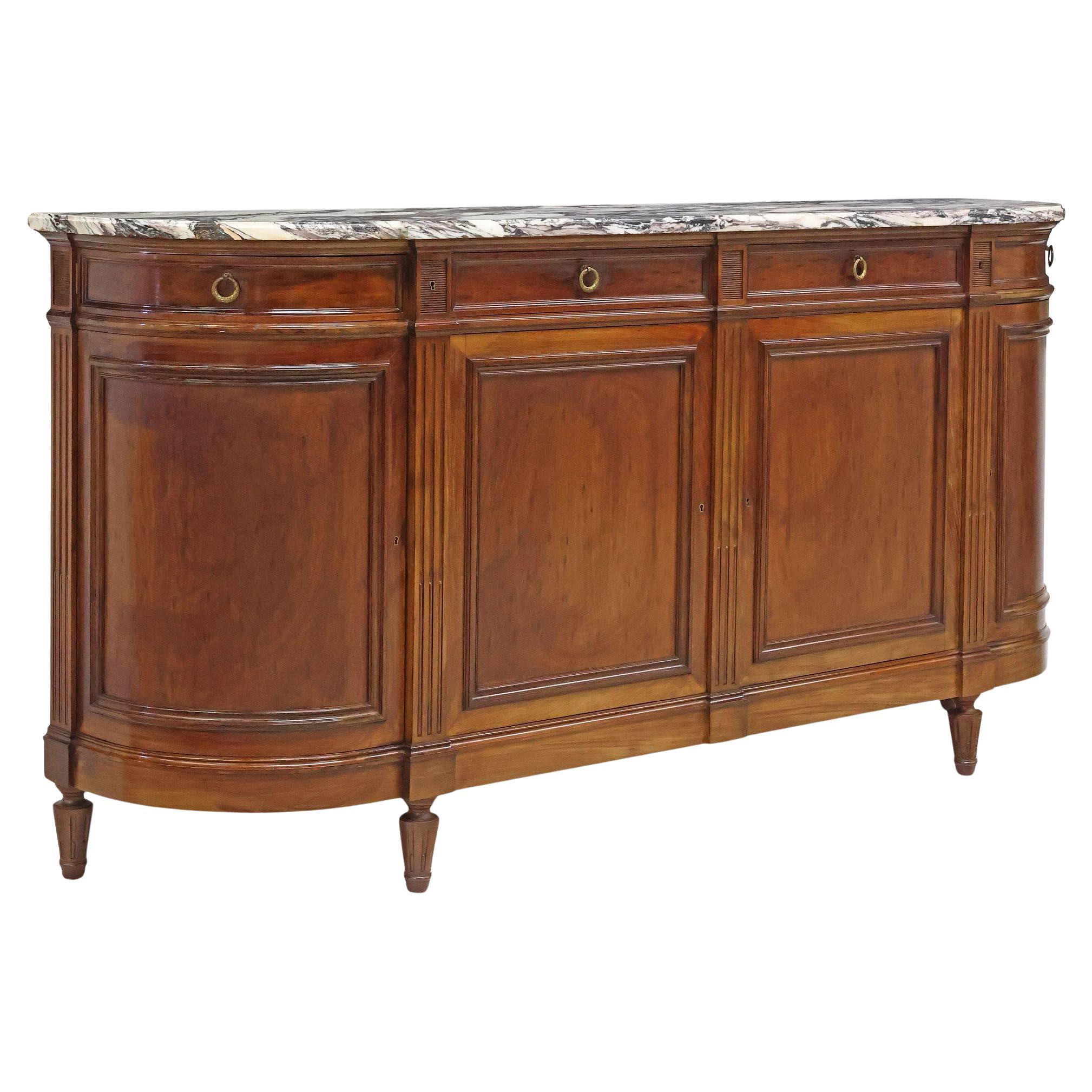French Louis XVI-Style Sideboard / Buffet Breche Marble Top