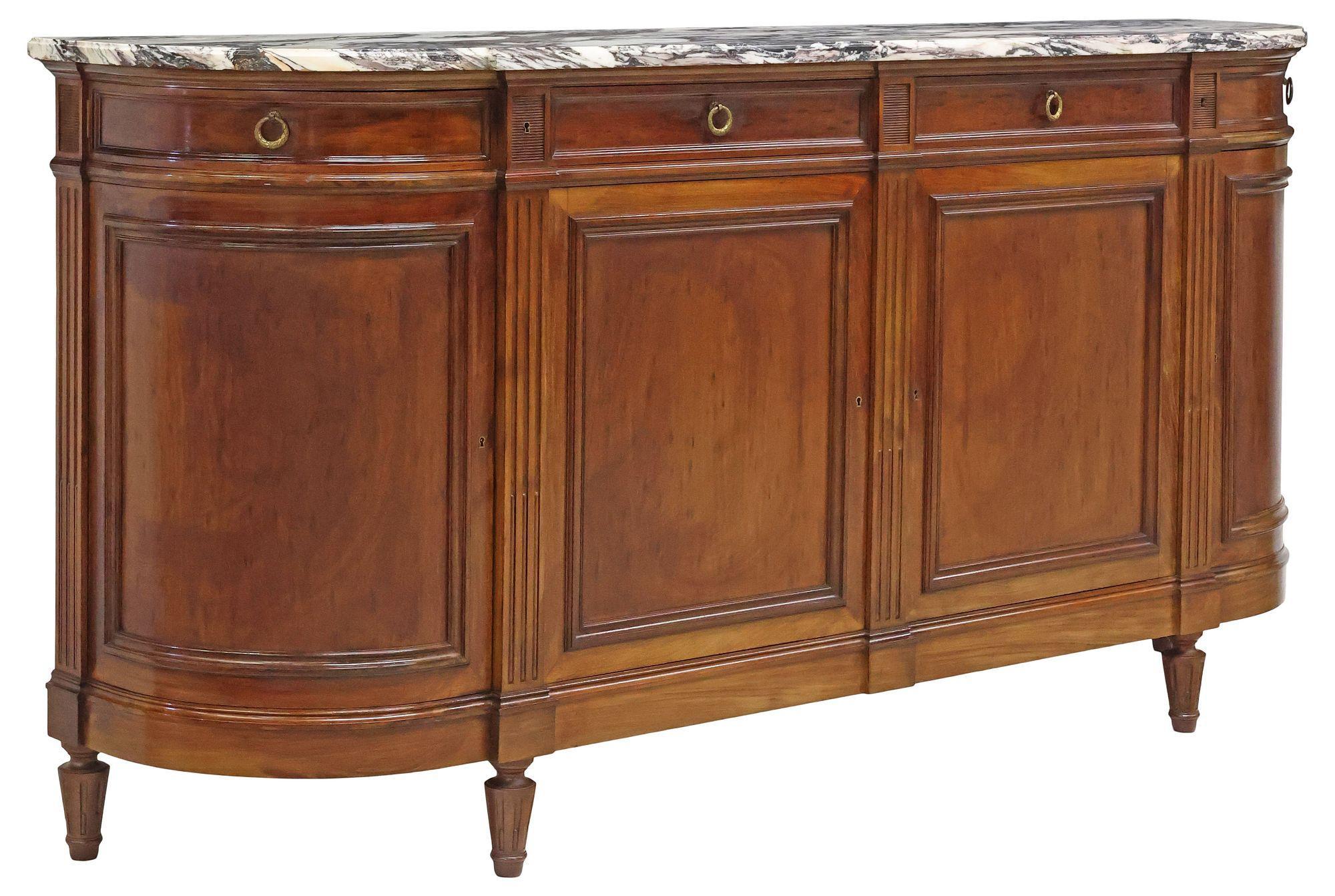 Credenza / Buffet francese in stile Luigi XVI con piano in marmo di Breche in vendita 1